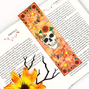 Halloween Skull Bookmark, Handmade, With or Without Black Tassel