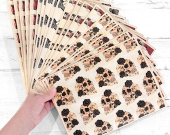 Pack of 20 Handmade Gothic Halloween Design Coffee-Dyed Papers, Dopamine Journaling