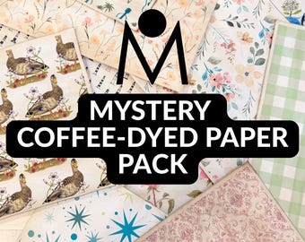 Pack of 20 Handmade MYSTERY Nomad Moon Magic Coffee-Dyed Papers, Variety Pack