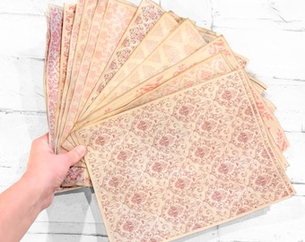 Pack of 20 Handmade Nomad Moon Magic Coffee-Dyed Papers, Pink Damask Variety Pack