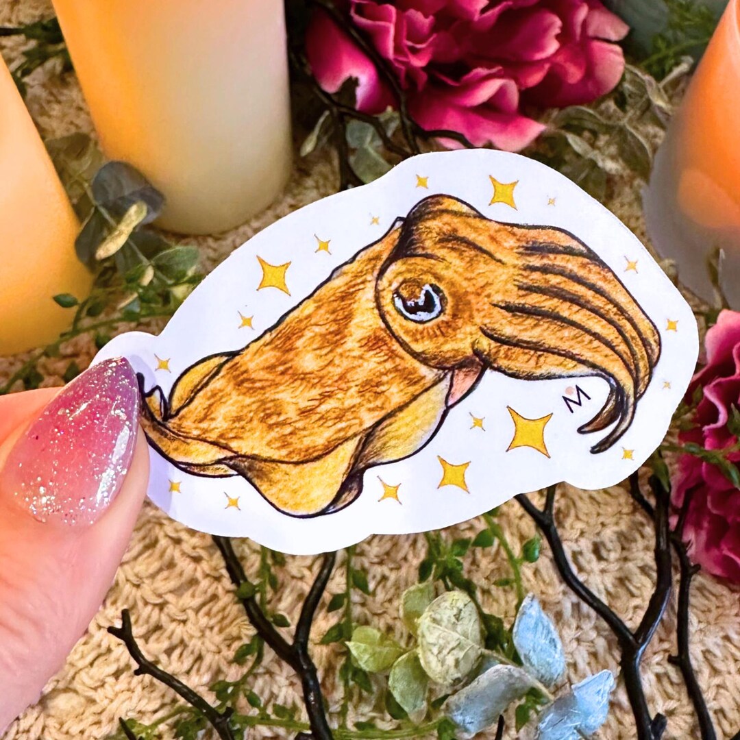 Handmade Magical Cuttlefish Sticker, Made With Glossy Waterproof Vinyl ...