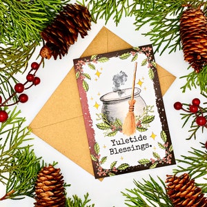 Witchy Yule Card with Cauldron, Stationery for Witch