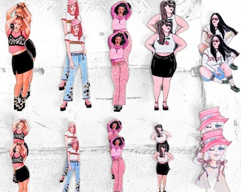 Pack of 20 Y2K Fashion Paper Dolls Die Cuts, Ephemera For Junk Journaling