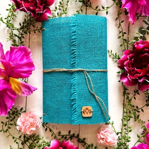 Teal Vegan Grimoire Boho Rainbow Book Of Shadows With Coffee Dyed Pages