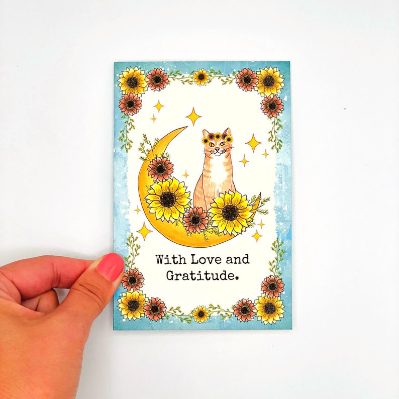 Cat Thank You Card, Handmade and Hand Illustrated - Etsy
