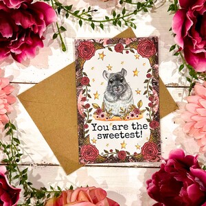 Chinchilla Love and Friendship Card, Handmade and Blank Inside, Gift for Chinchilla Lovers