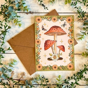 Handmade Mushroom Greeting Card: Cottagecore Nature Lover Gift