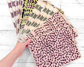 Pack of 20 Handmade Y2K Colorful Animal Print Coffee-Dyed Papers, Dopamine Journaling