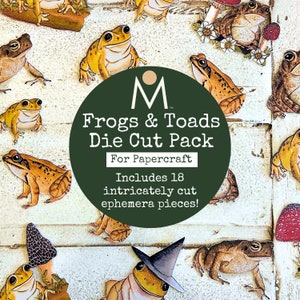 Pack of 18 Frog and Toad Die Cuts, Ephemera For Junk Journaling