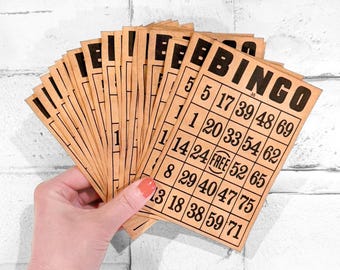 20 Handmade Coffee-Dyed Bingo Card Journaling Papers, 4x6 Inch Vintage Style Ephemera
