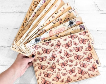 Pack of 20 Handmade Nomad Moon Magic Coffee-Dyed Papers, Butterflies Variety Pack