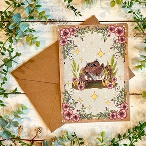 Cute Fuzzy Spider Blank Greeting Card, 5x7 inch, Handmade and Hand-Illustrated, Gift for Nature Lover