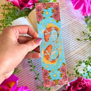 Handmade Magical Koi Fish Bookmark, Hand-Illustrated Bookish Gift for Pisces and Koi Pond Lovers