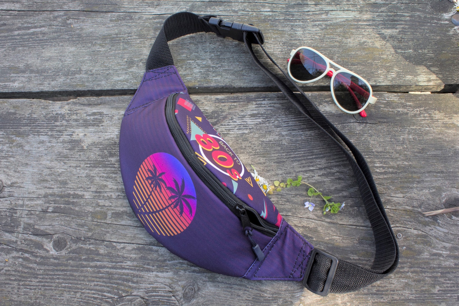 Fanny pack 80s Beach Palm Fanny Pack Back to 80s 90s Pouch Etsy