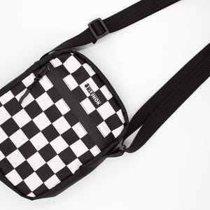 Checkerboard crossbody bag Black and White Checkered messenger bag