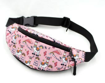 Small crossbody bag little girl purse - Llama ornament fanny pack for kids toddler