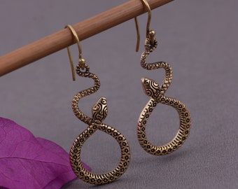 Boucles d'oreilles pendantes serpent en or