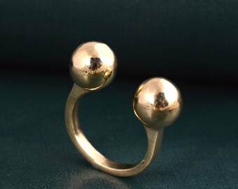 Adjustable Ring, Open Ring, Ball Ring, Gold & Silver Ring for Women, Minimalist Ring, Unique Gold Ring, Double Ball Ring, Eveready Ring