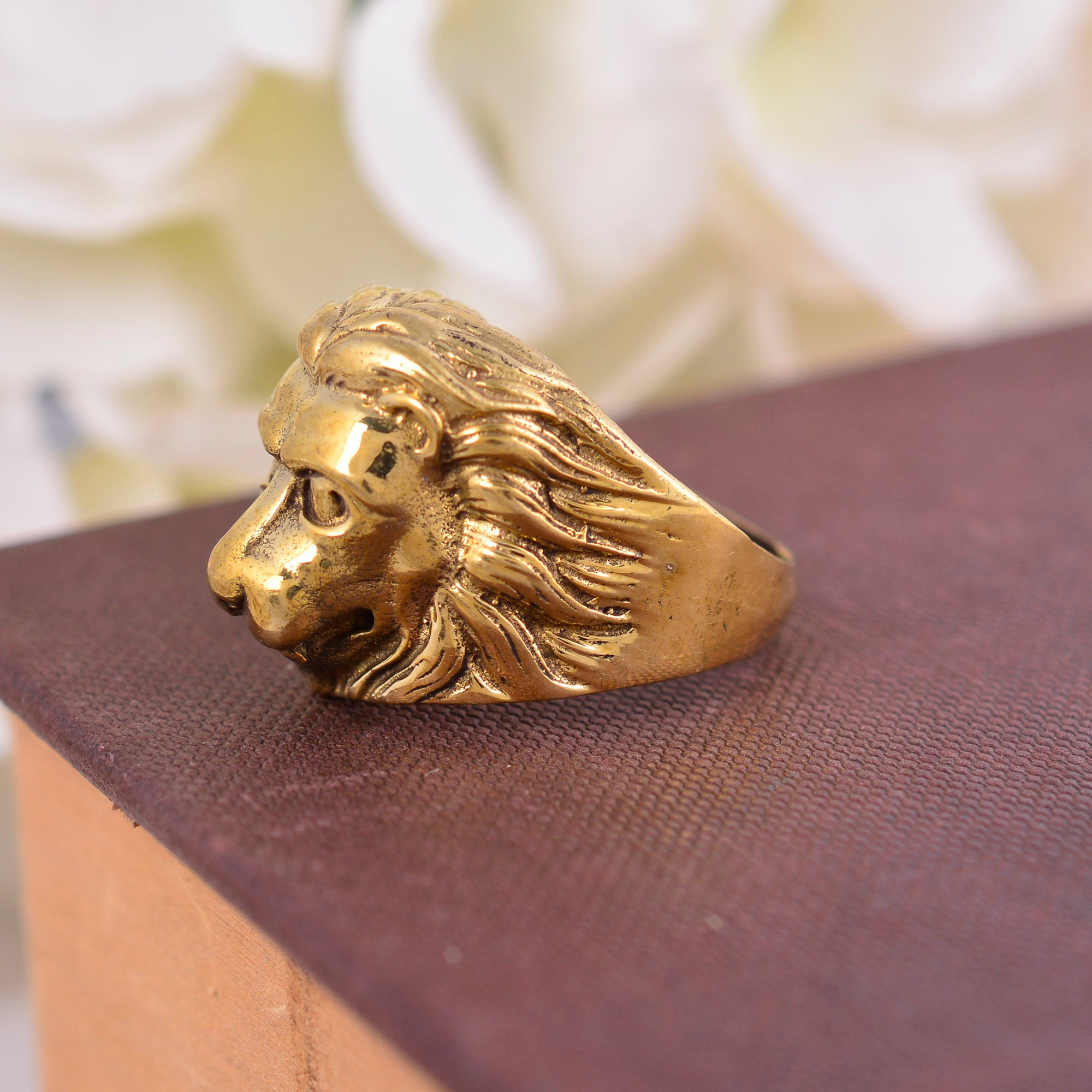 Womens Diamond Lion Head Ring