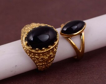 Black Obsidian Ring, Brass Ring, Healthy Gemstone Ring, Minimalist Ring, Metal and Stone Ring, Stone Brass Ring, Gemstone Ring, Midi Ring