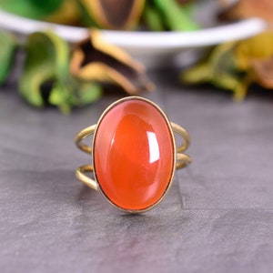Carnelian Ring, gemstone ring, statement ring, handmade ring, brass ring, unique ring, gift for her, anniversary ring, wedding ring, promise