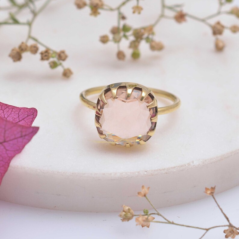 Gift Her gold ring Gemstone Ring Dainty Ring Boho Ring Women Ring Rose Quartz Ring Handmade Ring Stone Ring Statement Ring