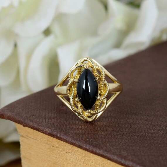 Gold online obsidian ring