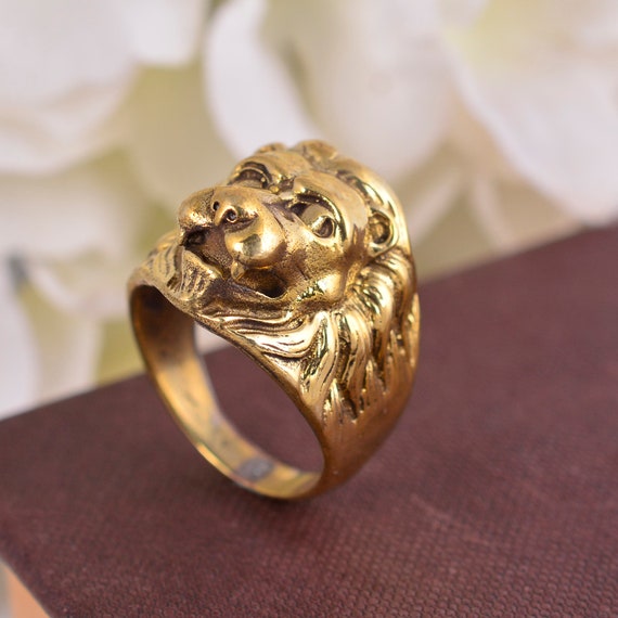 PikaLF Gold Lion Head Ring for Men Norse Viking Lion Ring India | Ubuy