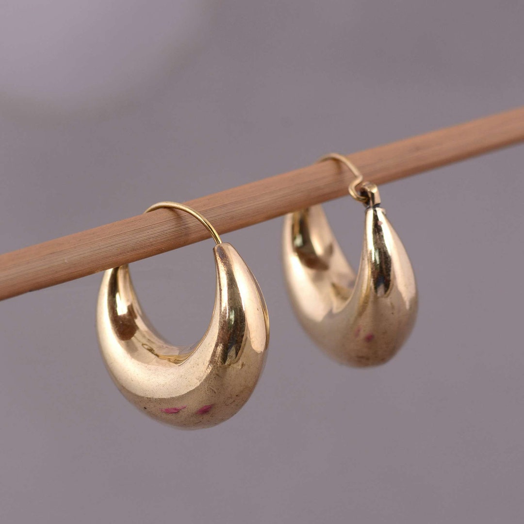 Dome Crescent Hoops 18k Gold Plated Crescent Shaped Earring - Etsy