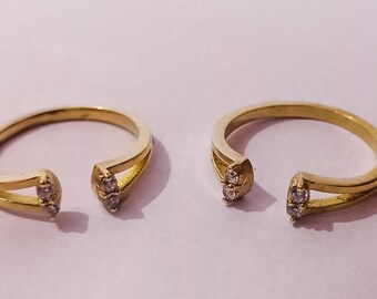 paar gouden teen ring voor vrouwen, open teen ring, verstelbare teen ring, minimalistische ring, midi ring, band teen ring