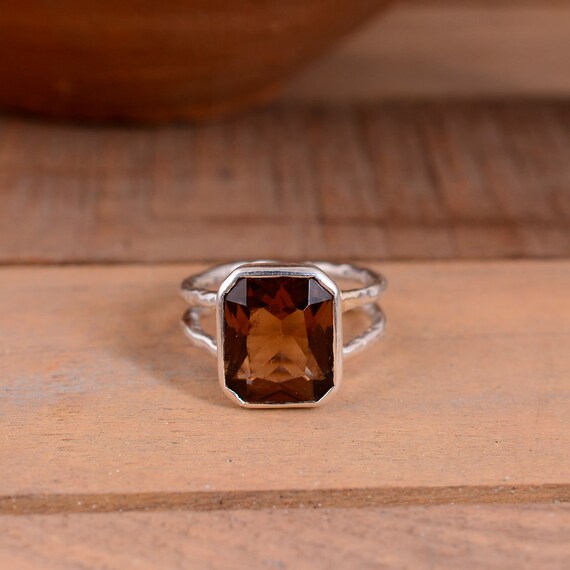 Square smoky quartz ring best sale