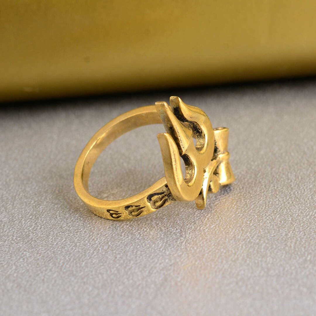 Trident Ring, Lord Shiva Ring, Gold Trident Ring, Statement Ring, Religious Ring, Brass Rings