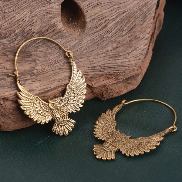 Gold & Silber Eulen Ohrringe Boho Boho Schmuck, Creolen, Geschenk für Frauen