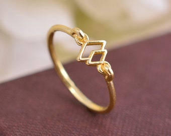 Geometric Stacking ring ,ring for women geometric jewelry Square ring unusual ring gold jewelry women jewelry Stacking Ring