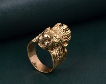 Lion King Ring, Lion Head Leo Men Ring, Gothic Ring, Mens Ring, Antique Lion Ring, Royal Lion Ring, Fathers Day Gifts, Bohemian Ring