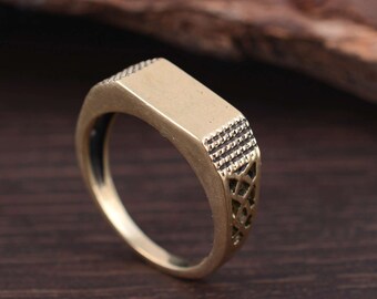 Square Signet Ring • Men Signet Ring •  gold Signet Ring • Gold Square Ring • Minimalist Stacking Ring • Personalized Gift For Her