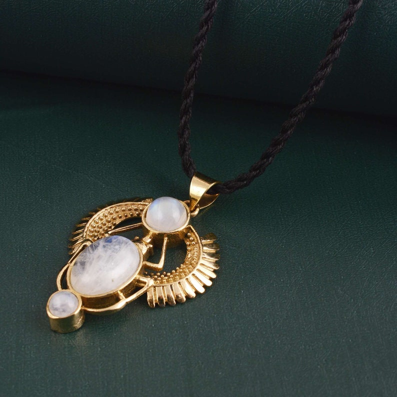 Golden Scarab Necklace / Moonstone Scarab Pendent / Talisman - Etsy