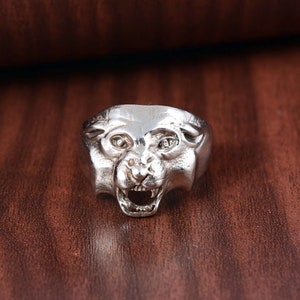 Panther Head Ring. Jaguar Head Ring. Stainless Steel Signet Ring. Cat Ring. Men's Signet. Streetwear Ring. Black Panther