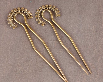 Brass Bun Fork for thick and thin hair, Bun Stick, Golden Hair Accessories for Women, Bun Holder, Brass Juda Stick, Handmade hair pin