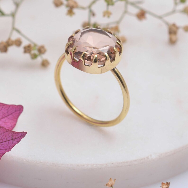 Gift Her gold ring Gemstone Ring Dainty Ring Boho Ring Women Ring Rose Quartz Ring Handmade Ring Stone Ring Statement Ring