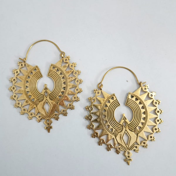 Boucles d’oreilles en laiton Sharp Front, boucles d’oreilles en or, boucles d’oreilles cerceaux, boucles d’oreilles en forme de triangle, boucles d’oreilles Spike, boucles d’oreilles en or, boucles d’oreilles en laiton