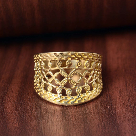 Etched Gold Filigree Ring Etsy Australia