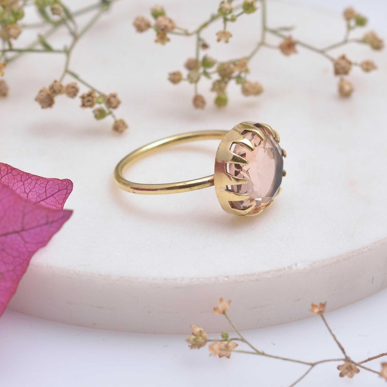 Gift Her gold ring Gemstone Ring Dainty Ring Boho Ring Women Ring Rose Quartz Ring Handmade Ring Stone Ring Statement Ring