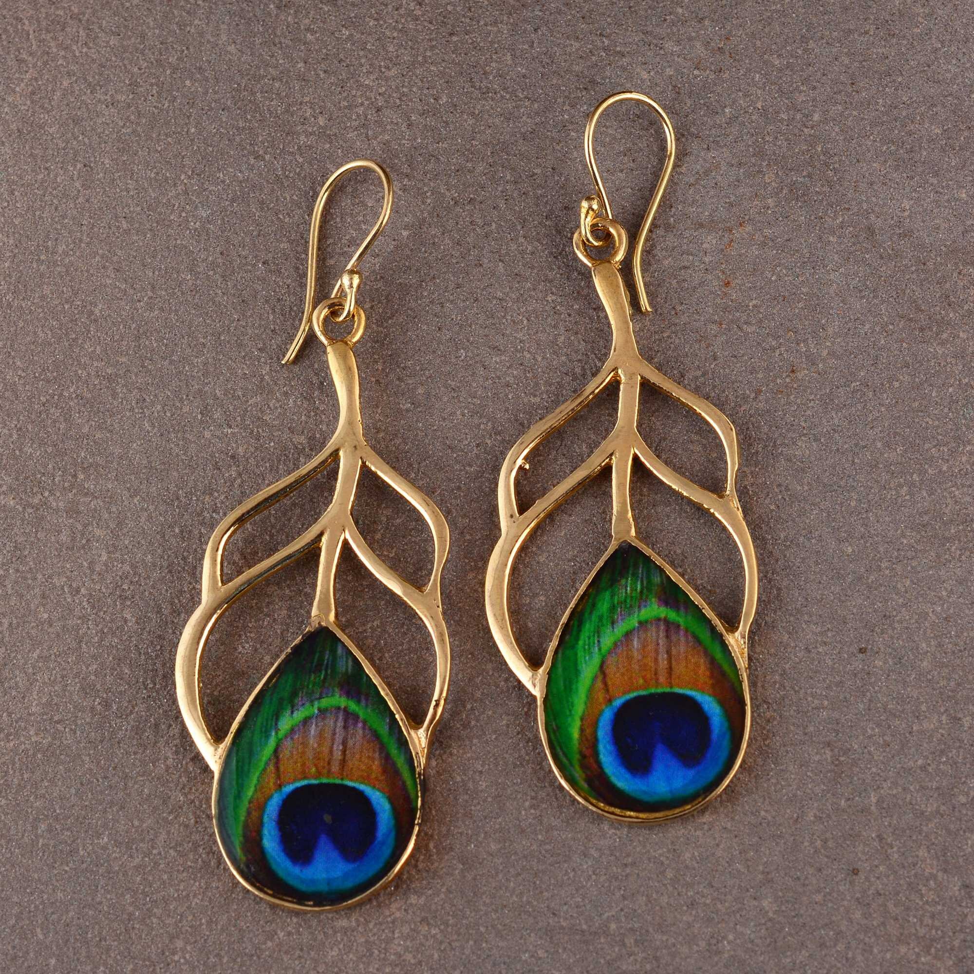 Peacock feather earrings best sale online