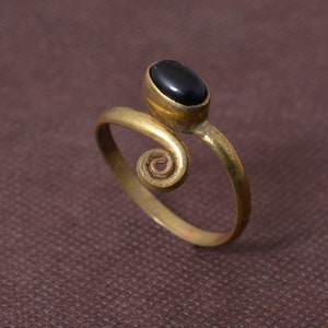 Black Onyx Ring Gold & Brass Ring Adjustable Ring Toe Ring - Etsy