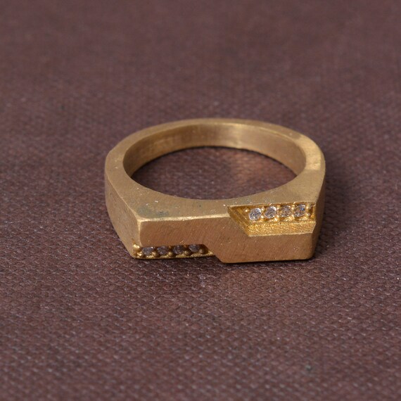 2 Band Twist Spike Ring Brass