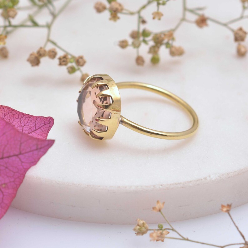 Gift Her gold ring Gemstone Ring Dainty Ring Boho Ring Women Ring Rose Quartz Ring Handmade Ring Stone Ring Statement Ring