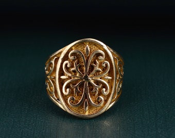 Filigree Ring, Chunky Ring, Boho Ring, Art Deco Ring, Vintage Ring, Thick Thumb Ring, Statement Rings for Women
