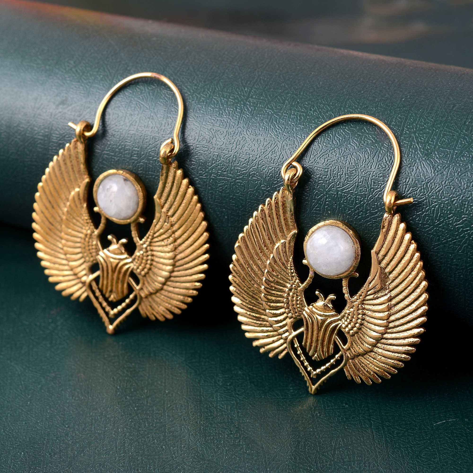 Gold brass earrings deals