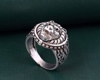 Bague Lion en or, bague Lion, bague lion en argent, chevalière, bague tête de Lion, cadeau de graduation, bague Animal, bagues pour femmes, bagues vintage